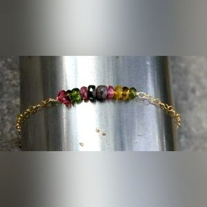14k gold over Sterling silver tourmaline bracelet. Stack or wear alone. Pretty!